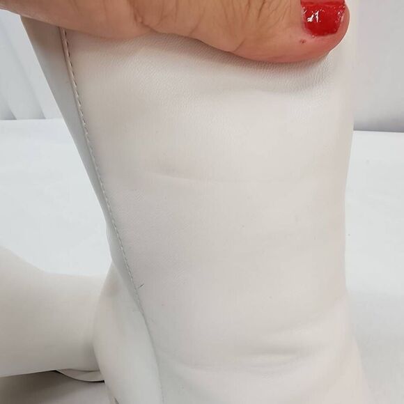 Zara Size US 10.5 EU 41 Women's White Square Toe Block Heel Vegan Ankle Booties - Picture 12 of 12